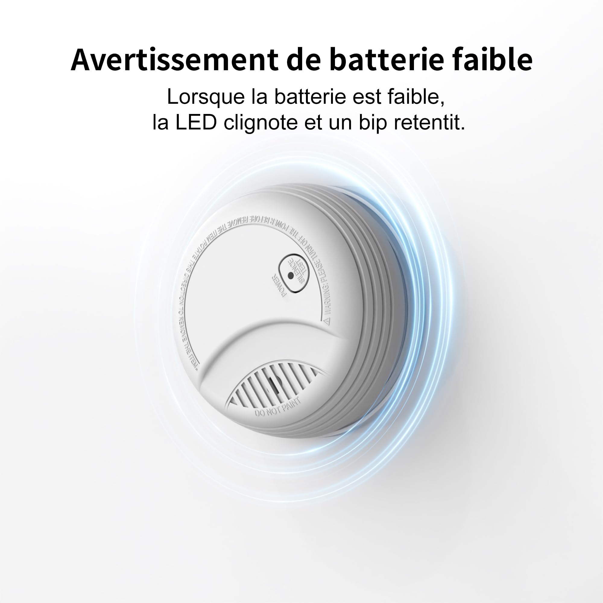 2 Detecteur de Fumée Norme EN14604 – Alarme Incendie 85 DB, Pile 9V Remplaçable Incluse, Avertissement Batterie Faible, sans Fausses Alertes, Fonction Test et Silence (2 pièces)