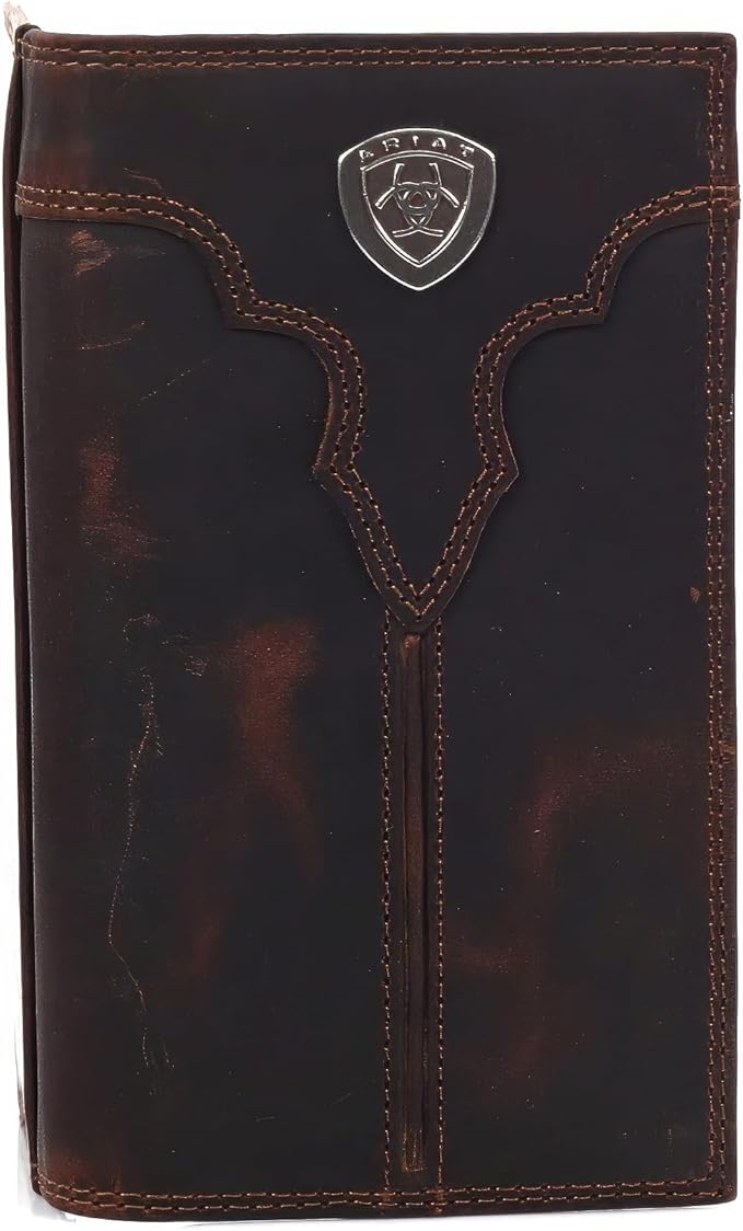 Amazon.com: ARIAT Western Wallet Mens Rodeo Center Bump Shield Brown ...