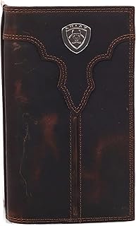 ARIAT Western Wallet Mens Rodeo Center Bump Shield Brown A3550002
