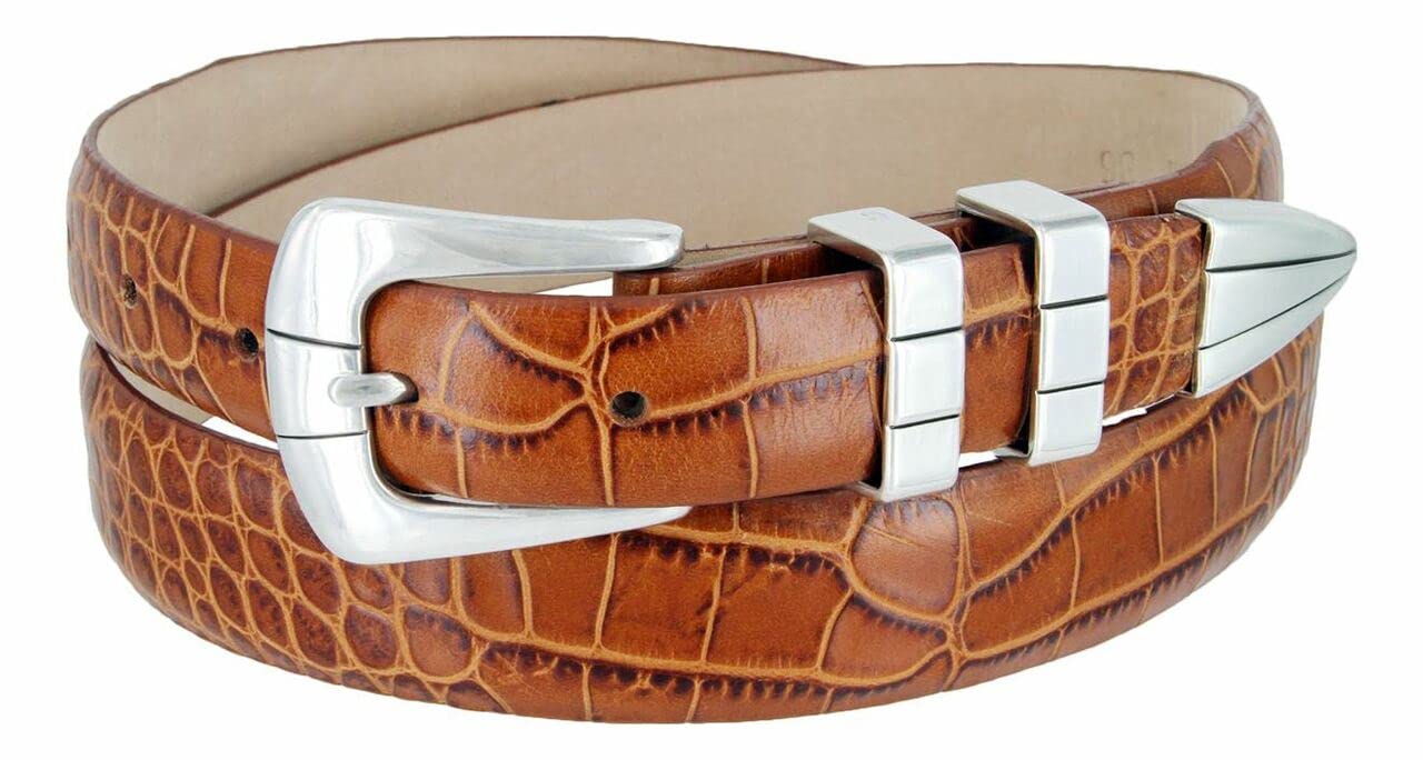 S6096 Genuine Full-Grain Cowhide Leather Designer Dress Belt 1-1/8"(30mm) taper down to 1"(25mm) wide