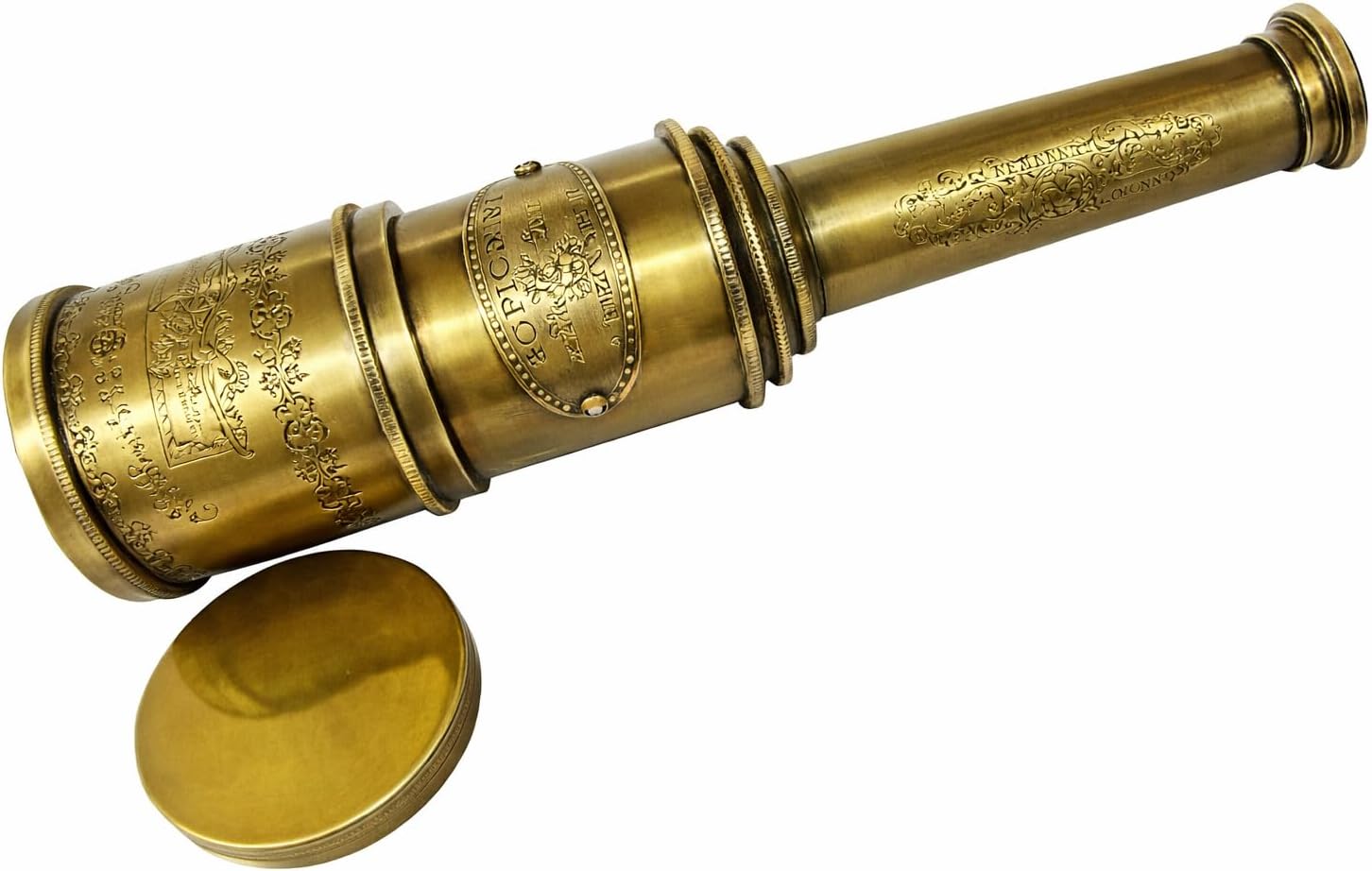 Antique Brass Handheld Telescope Vintage Nautical Spyglass Collapsible Brass Pirate Telescope for Travel, Decorative Display & Gift
