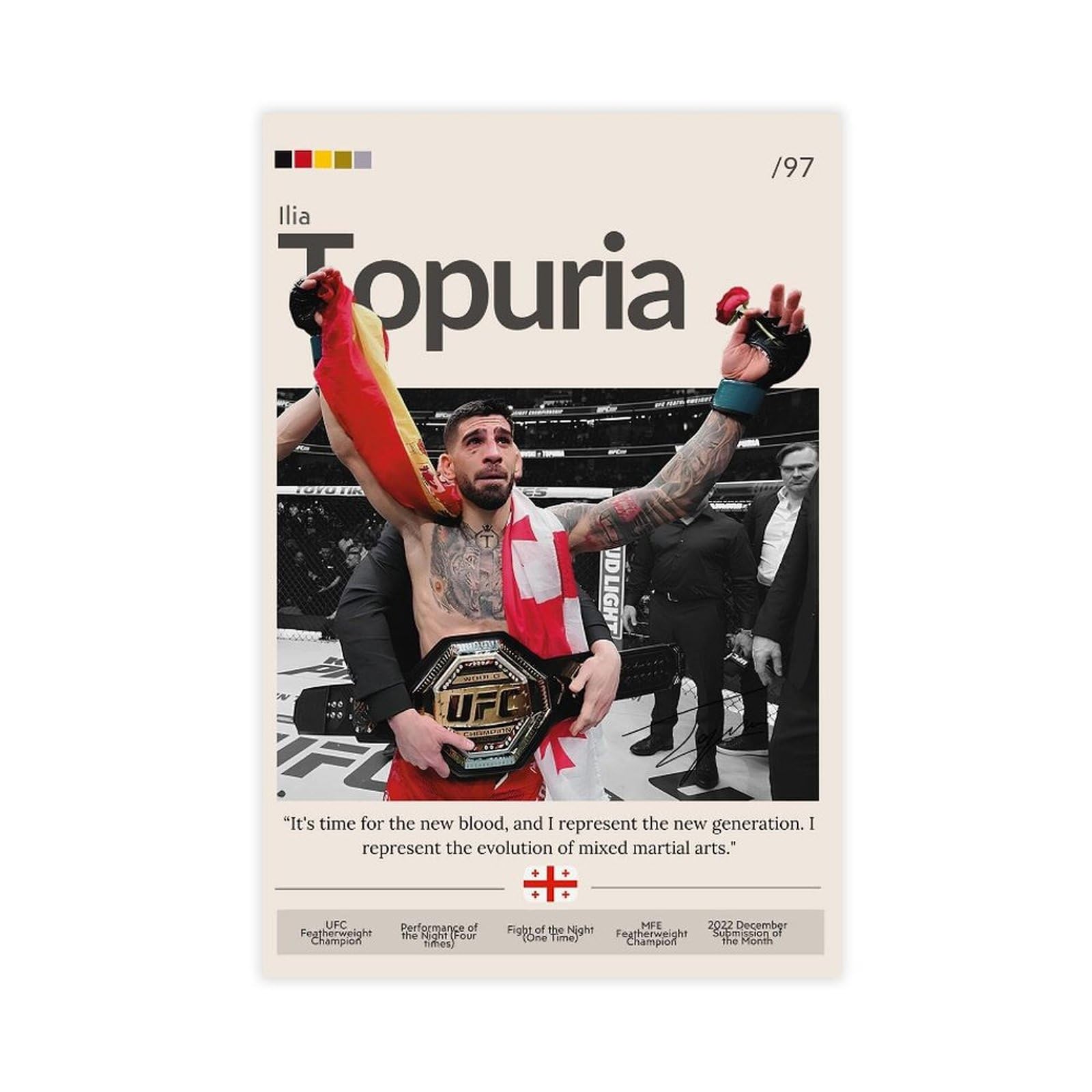 Qgvbgf El Matador Ilia Topuria Ufc Fighting Posters Canvas Poster Bedroom Decor Landscape Office Room Decor Gift 16X24inch(40X60cm)