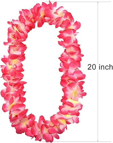 Miniatura 2 de Hawaiian Leis 4-Piece Set  Extra-Fluffy 80-Petal Density Silk Flower Necklace, Headband & 2 Wristbands  Soft Tropical Luau Party Favors & Costume