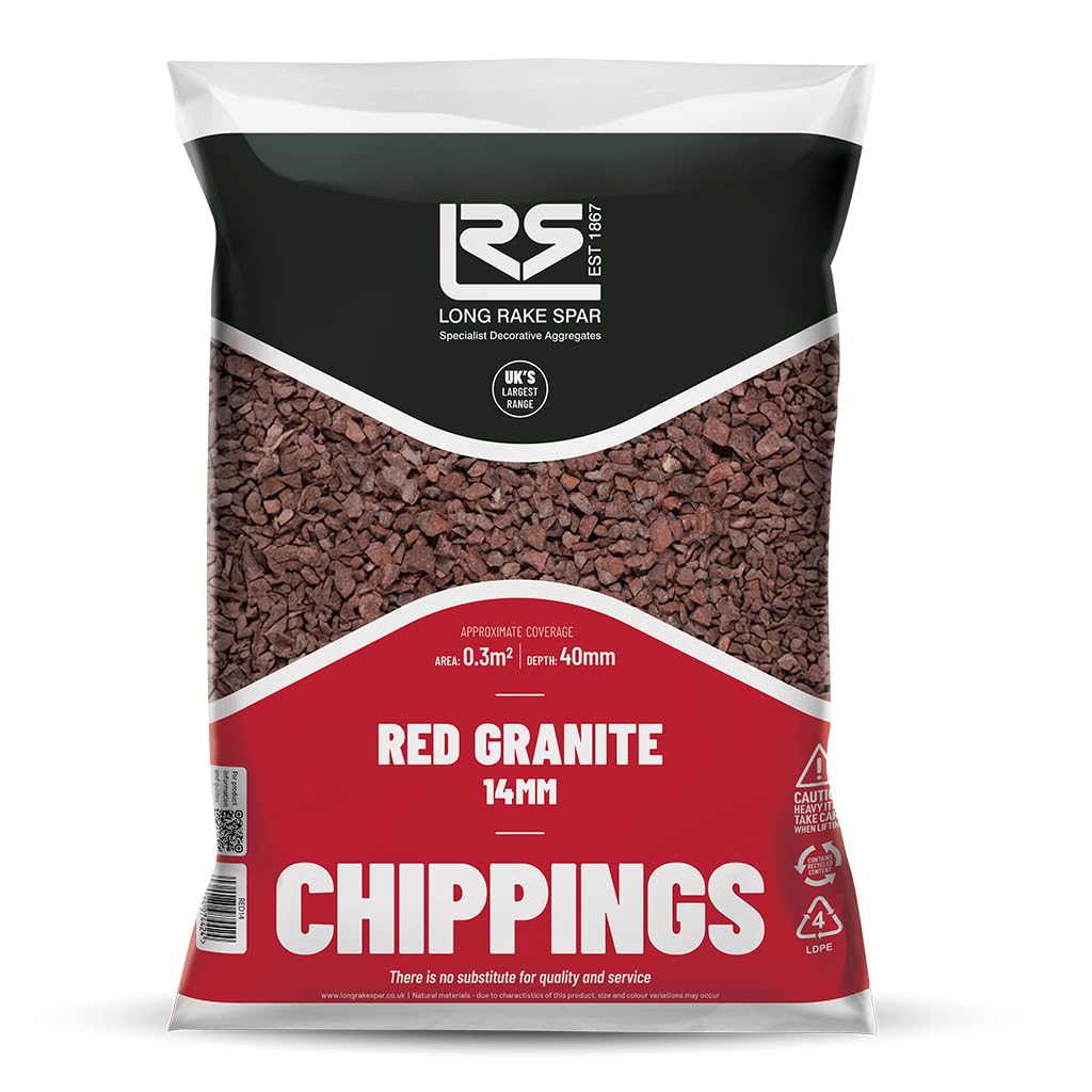 Suregreen Red Granite Chippings | 14mm | 20kg | Aggregates, Garden Pebbles, Garden Chippings, Driveway Stones/Sealer