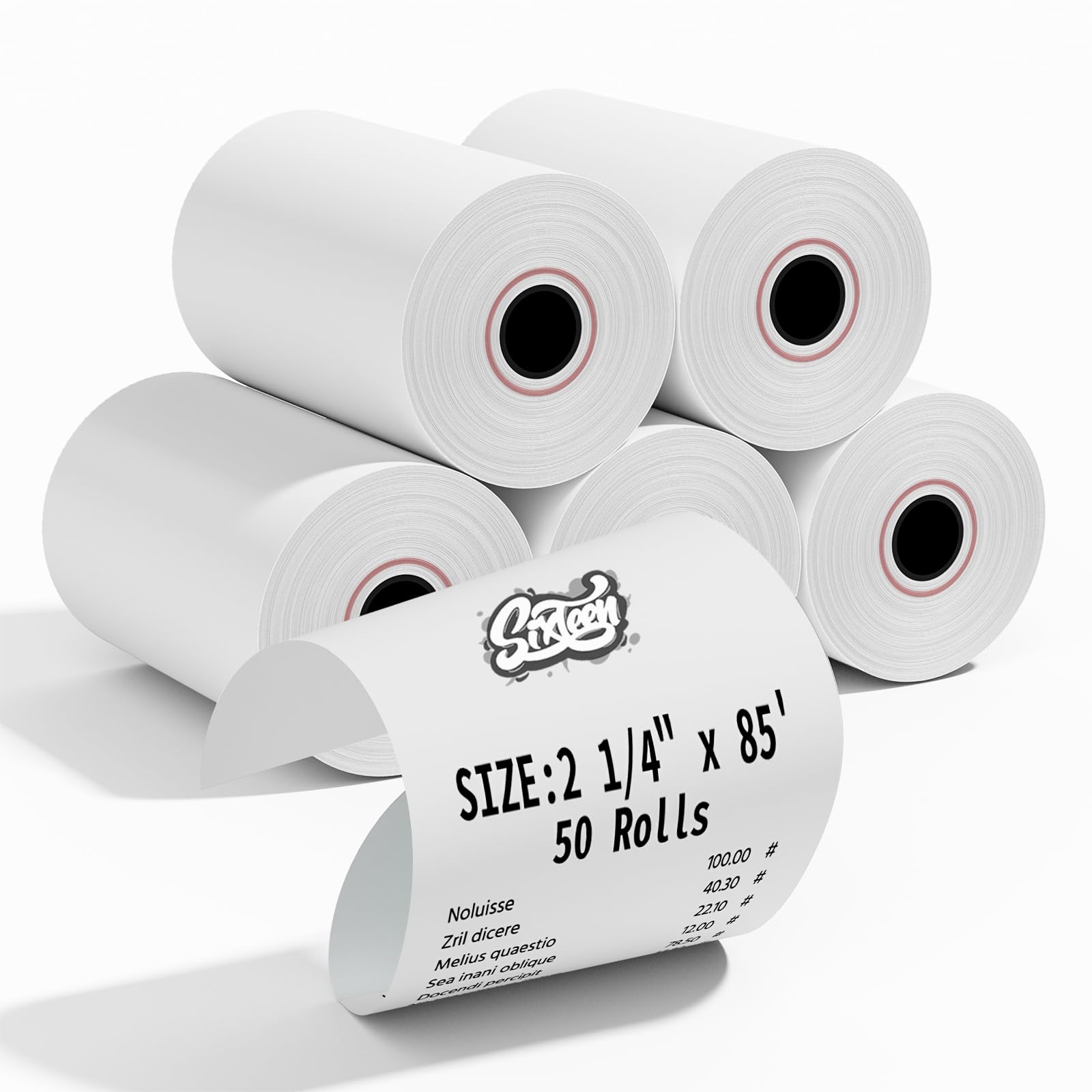 Rollos de papel térmico de 2 1/4 x 85 pulgadas, papel térmico para recibos sin BPA, papel para impresora térmica de recibos POS, 50 rollos