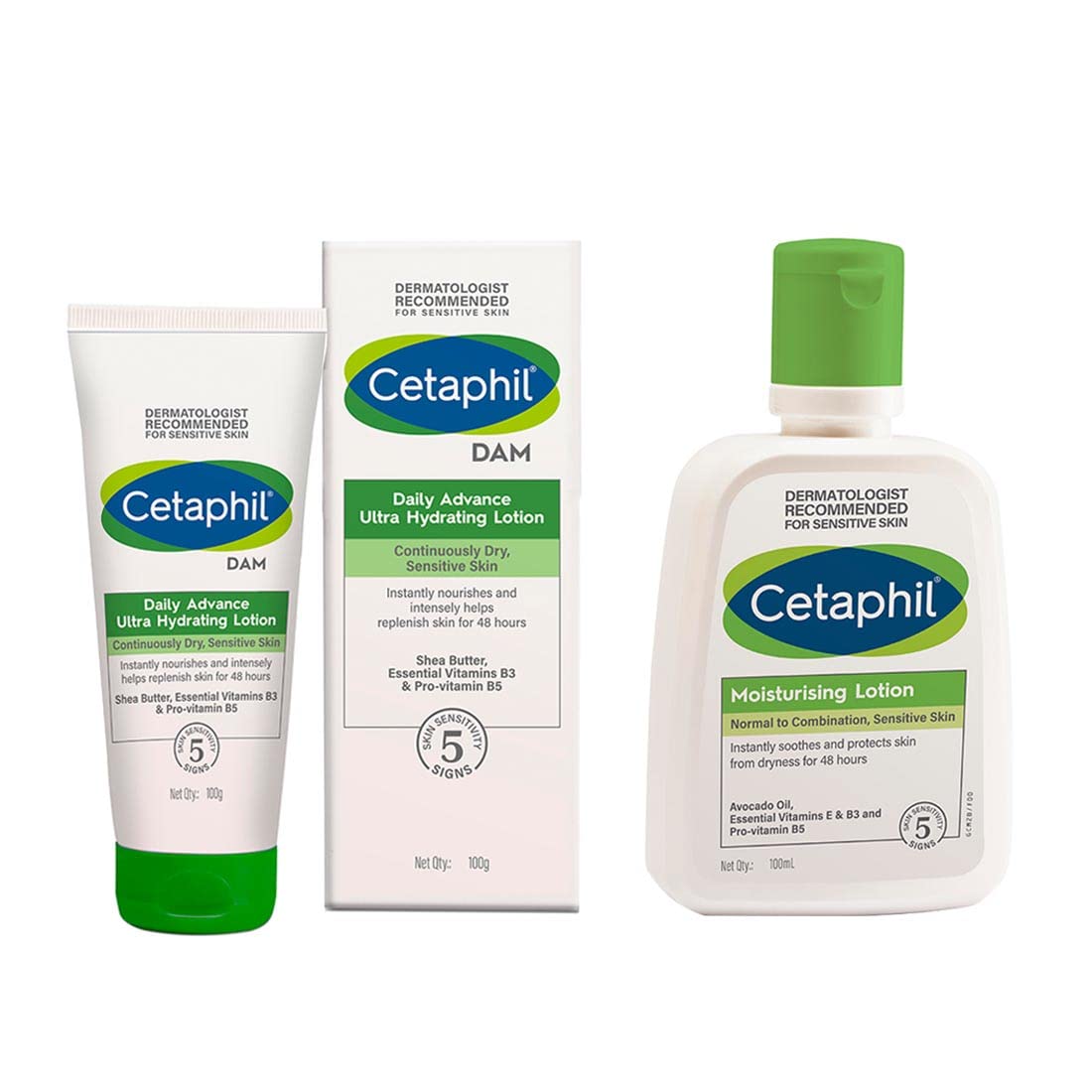 Cetaphil Moisturising Lotion 100ml and DAM 100g Combo