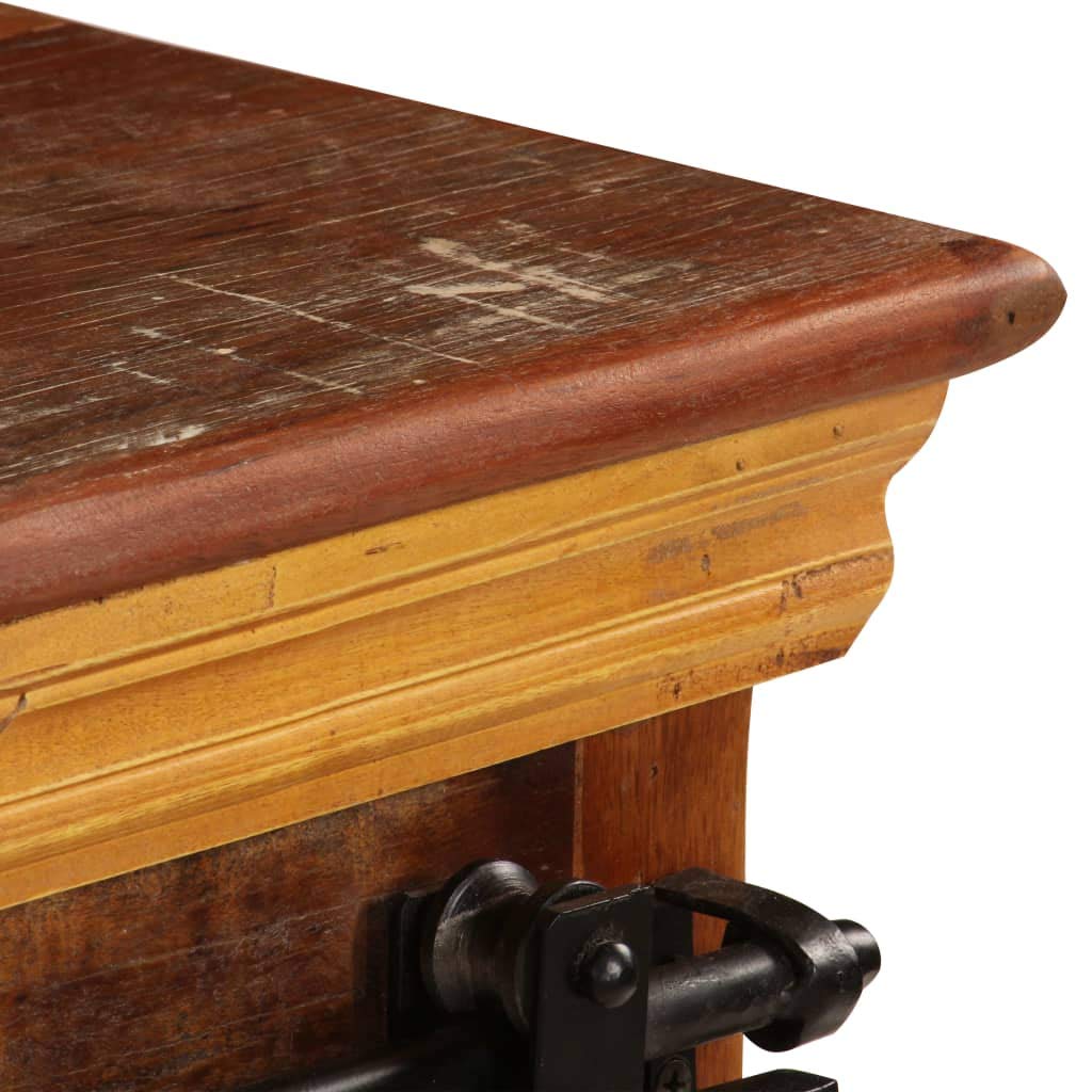 Mobile TV in legno massello riciclato stile industriale vintage con tre scomparti e un cassetto, dimensioni 110 x 30 x 45 cm in legno antico