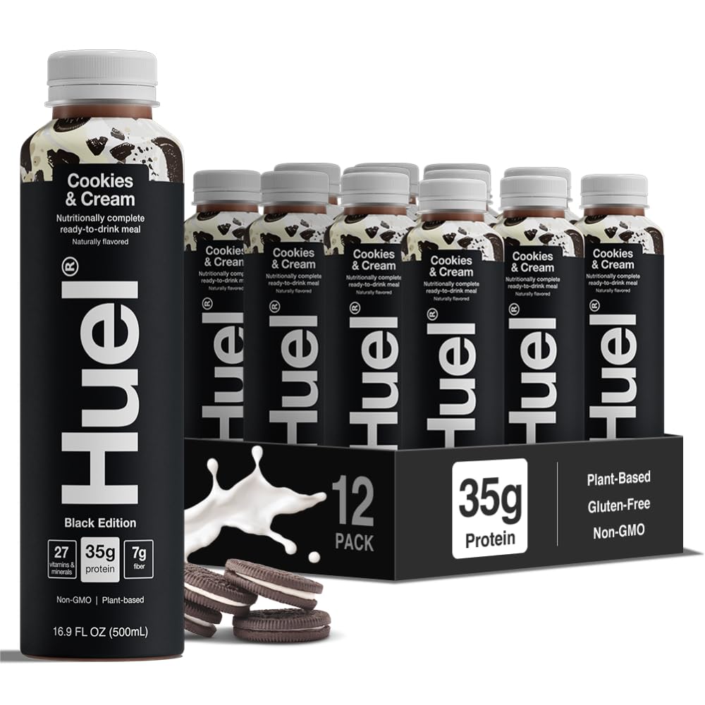 Huel Black Edition Ready-to-Drink | Cookies and Cream Meal Replacement Shake | 35g High Protein Drink | 27 Vitamins & Minerals, Vegan, Gluten Free |
