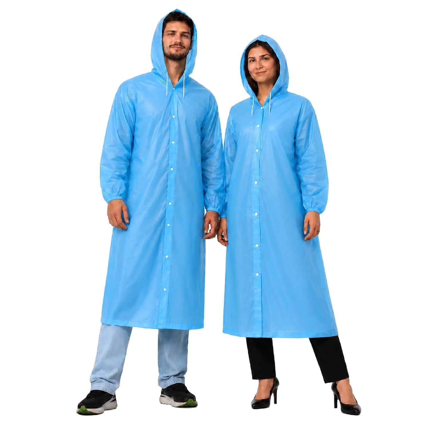 Waterproof Hooded Raincoat for Men & Women | Full Length Reusable PVC Rain Wear | Lightweight Windproof Rain Jacket with Front Button Closure (Multi Colour) | rain coat-image-10