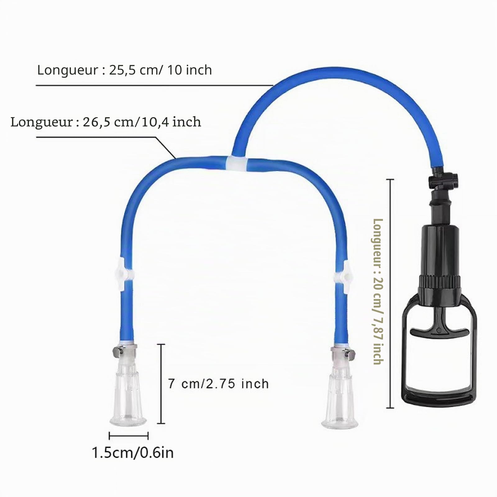 Aspirateur de tétons SM, puissance d'aspiration, pompe à tétons, pompe à seins, agrandissement des seins, succion du clitoris, jouet sexuel SM for femmes(Blau)