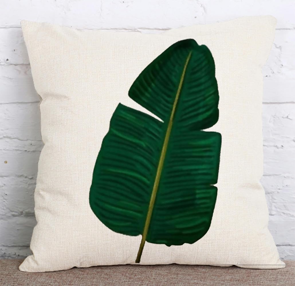 Oreiller de canapé haut de gamme en coton et lin à motif végétal exotique lot de 2