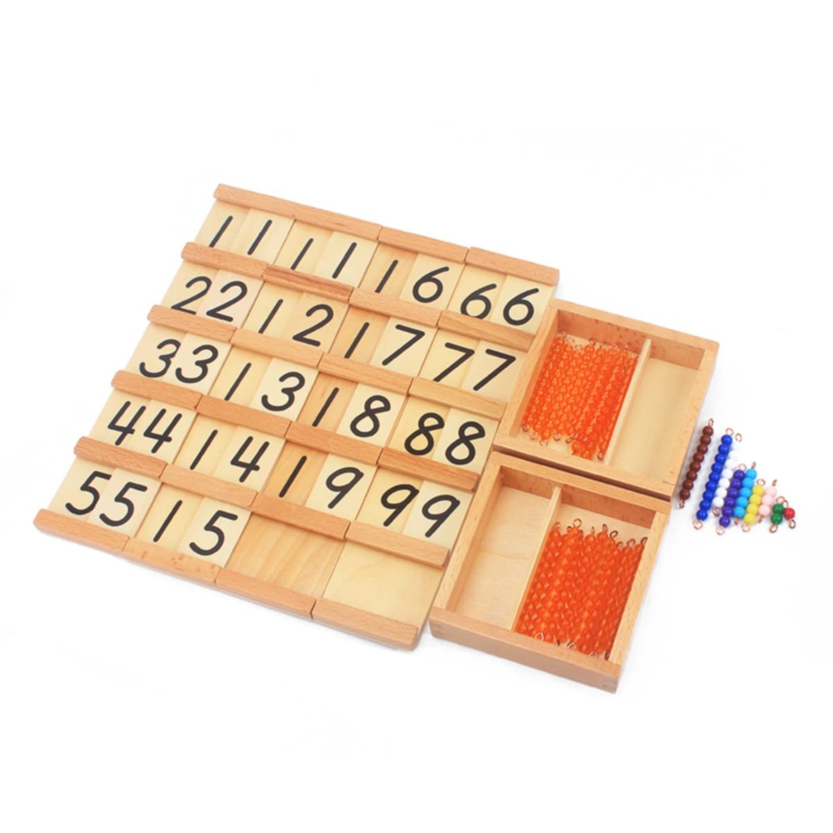 Gudong Montessori Teaching Math Toys Teens and Tens Seguin Board with Beads Bars Wood Toys Early Childhood Education Preschool Training (E)