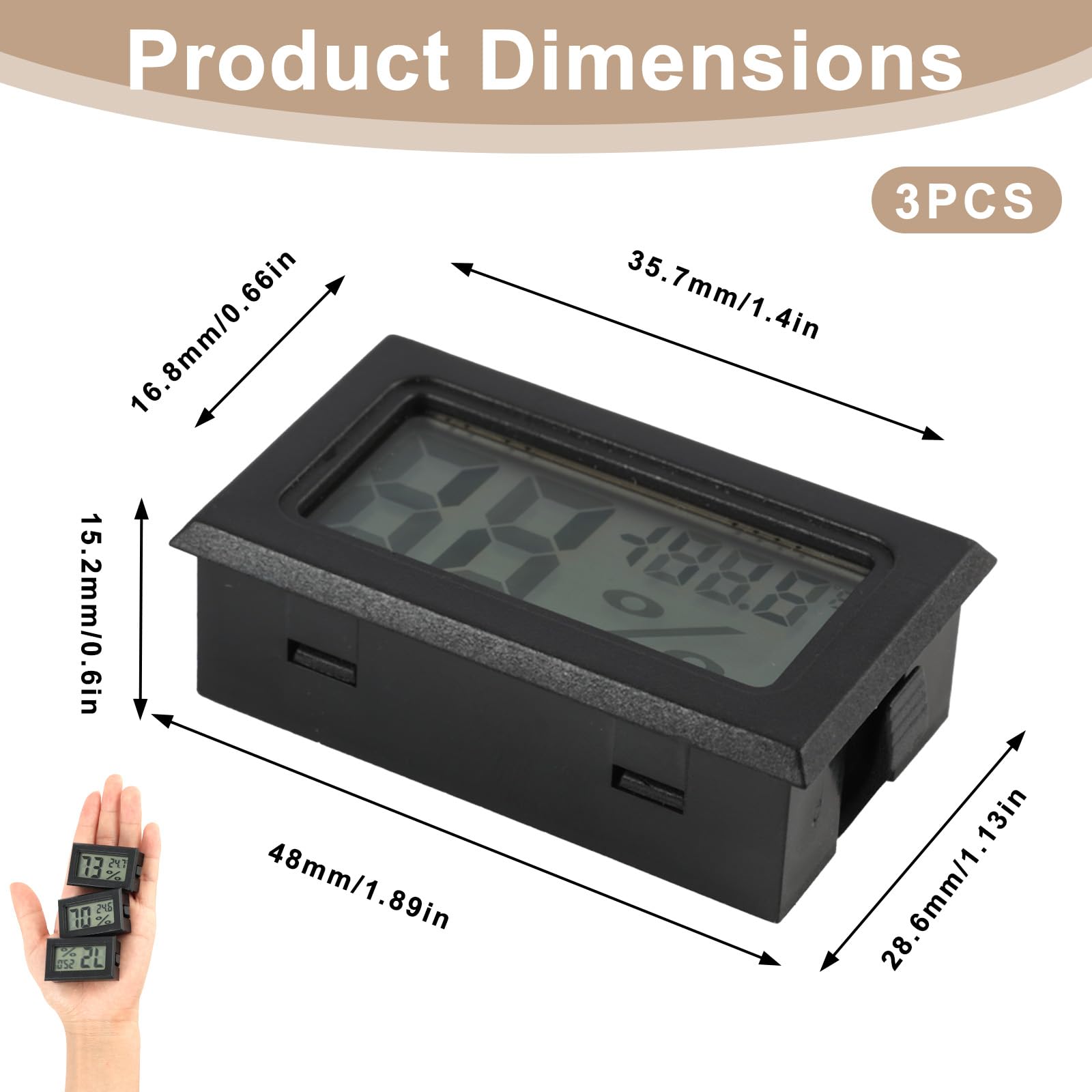 Mini-Thermometer, Hygrometer, digital, LCD, Thermoanzeige, tragbar, Messung von Temperatur und Feuchtigkeit -50 ℃ bis 70 ℃ 10 % -99 % RH, für Haus, Büro, Gewächshaus, Weinkeller, Inkubator, Reptilien