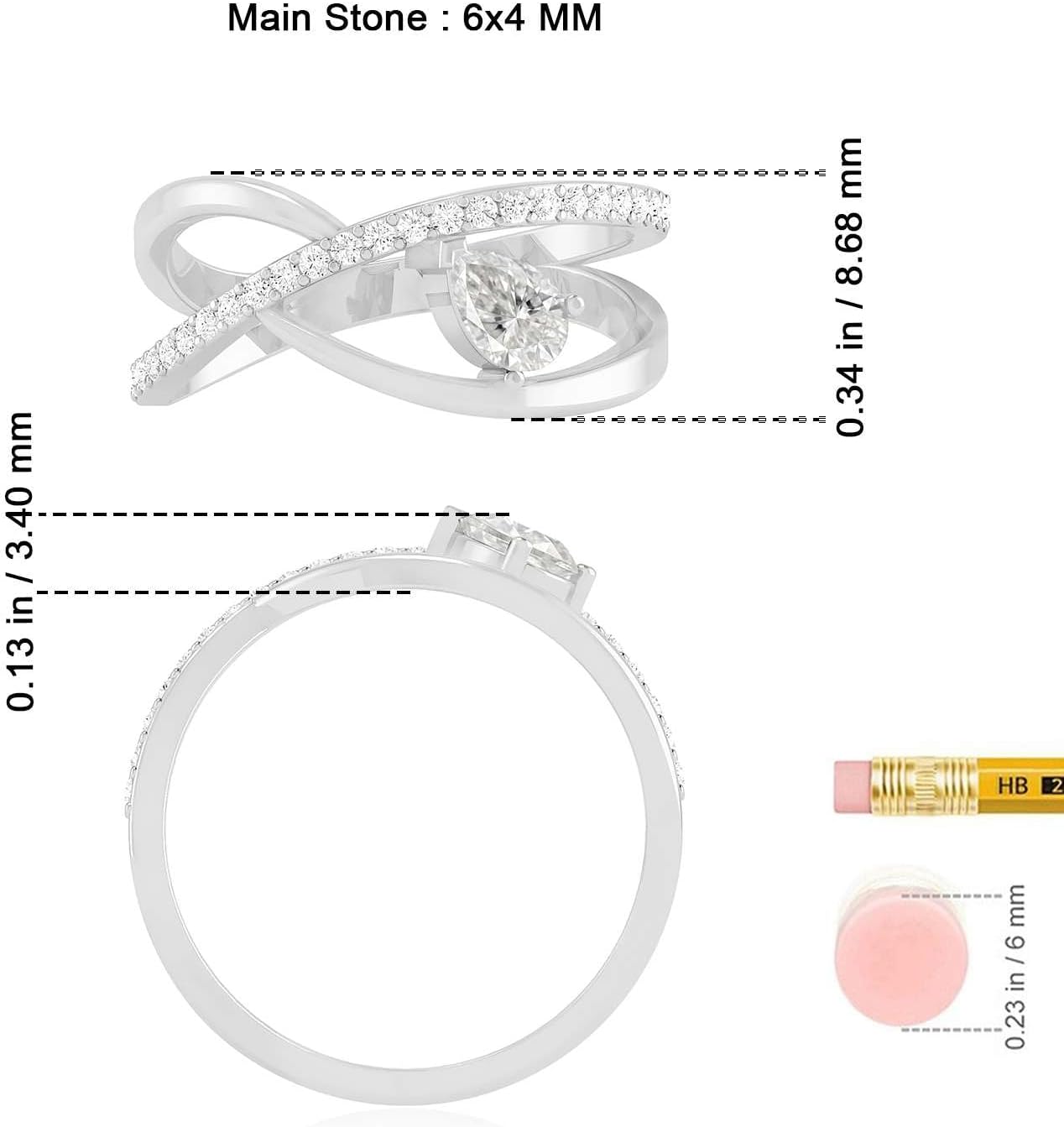 Diamond Ring for Women in 14K Gold or 925 Sterling Silver – Lab Grown Diamond Accents – Crisscross Band Ring – April Birthstone Gift Jewelry