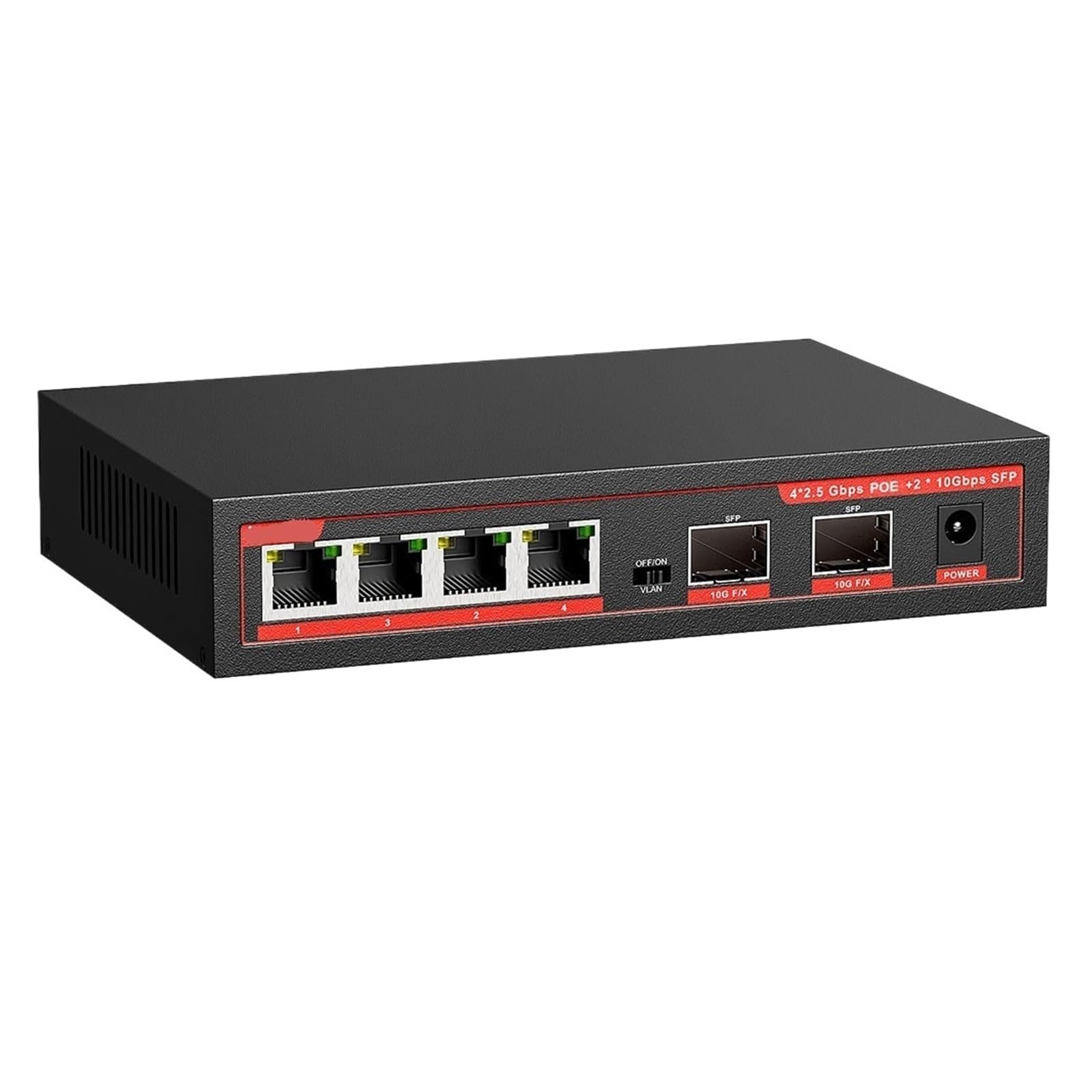 OSHZIKJII 6-Ports 2.5Gbe Switch Ethernet Switch Unmanaged IEEE802.3af/at, 65W Fanless 2.5Gb Switch(A/.U Adapter)
