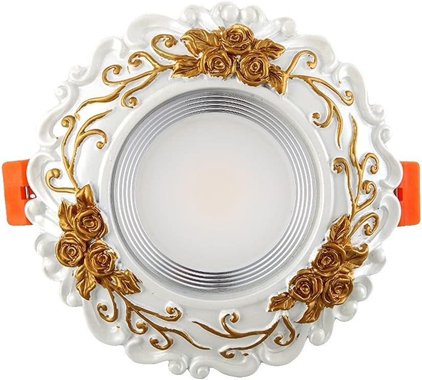 Recessed Hand-carved Resin LED Tri-color Light Recessed Downlight European Fashion Carved CRI80 Embedded Ceiling Light for Hotel Commercial Lighting AC85-265V Anti-glare Recessed Spotlight Integ