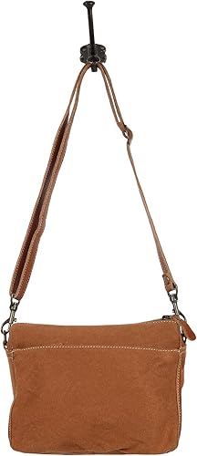 Vista 6 de Myra Bag Bolso bandolera de lona y piel reciclada Peach n' Bleach S-1569, Marrón