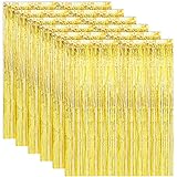 ASelected 6PCS Tinsel Curtains, 1 x 2m Gold Foil Curtain, Fringe Curtains Party Decorations, Curtains Photo Backdrops Streamer Party Supplies for Birthday Wedding Christmas Shower Party Decorations