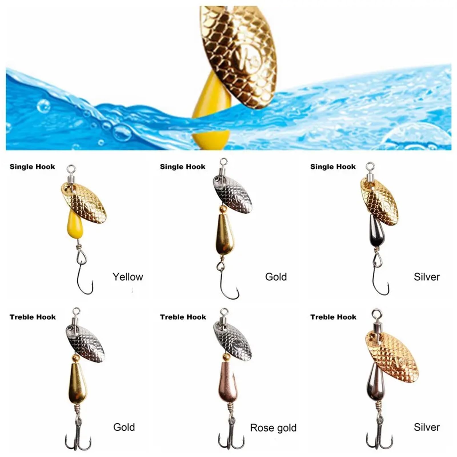 2,8/4,5/7g Rotierenden Spinner Löffel Fischerei Locken Künstliche Metall Pailletten Köder Einzel/Drillinge Haken wobbler Bass Forelle Barsch Pesca