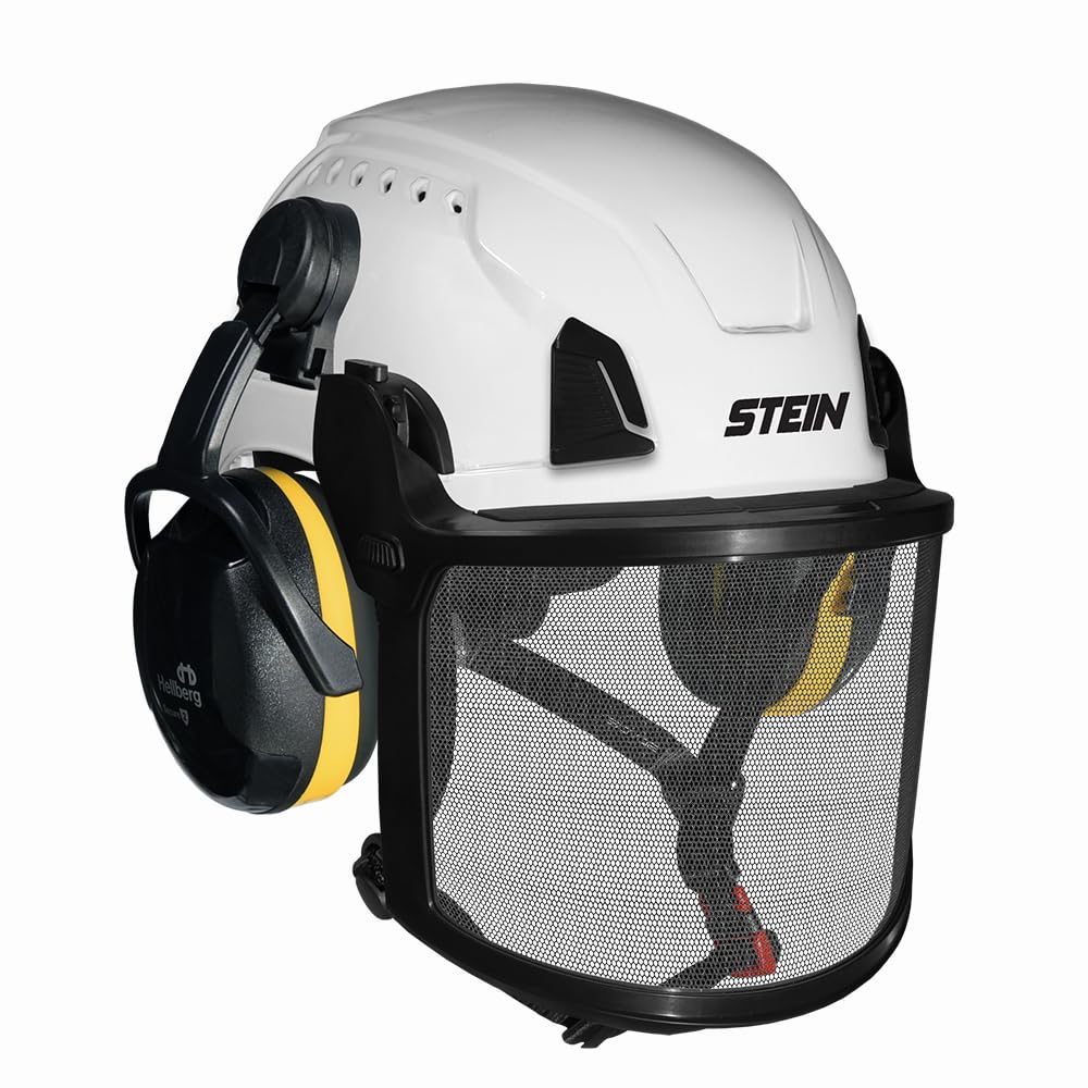 Arborist - Kit de casco de seguridad blanco - Casco ARMORIS con protectores auditivos Hellberg Secure 2 29SNR y carcasa protectora transparente - STEIN