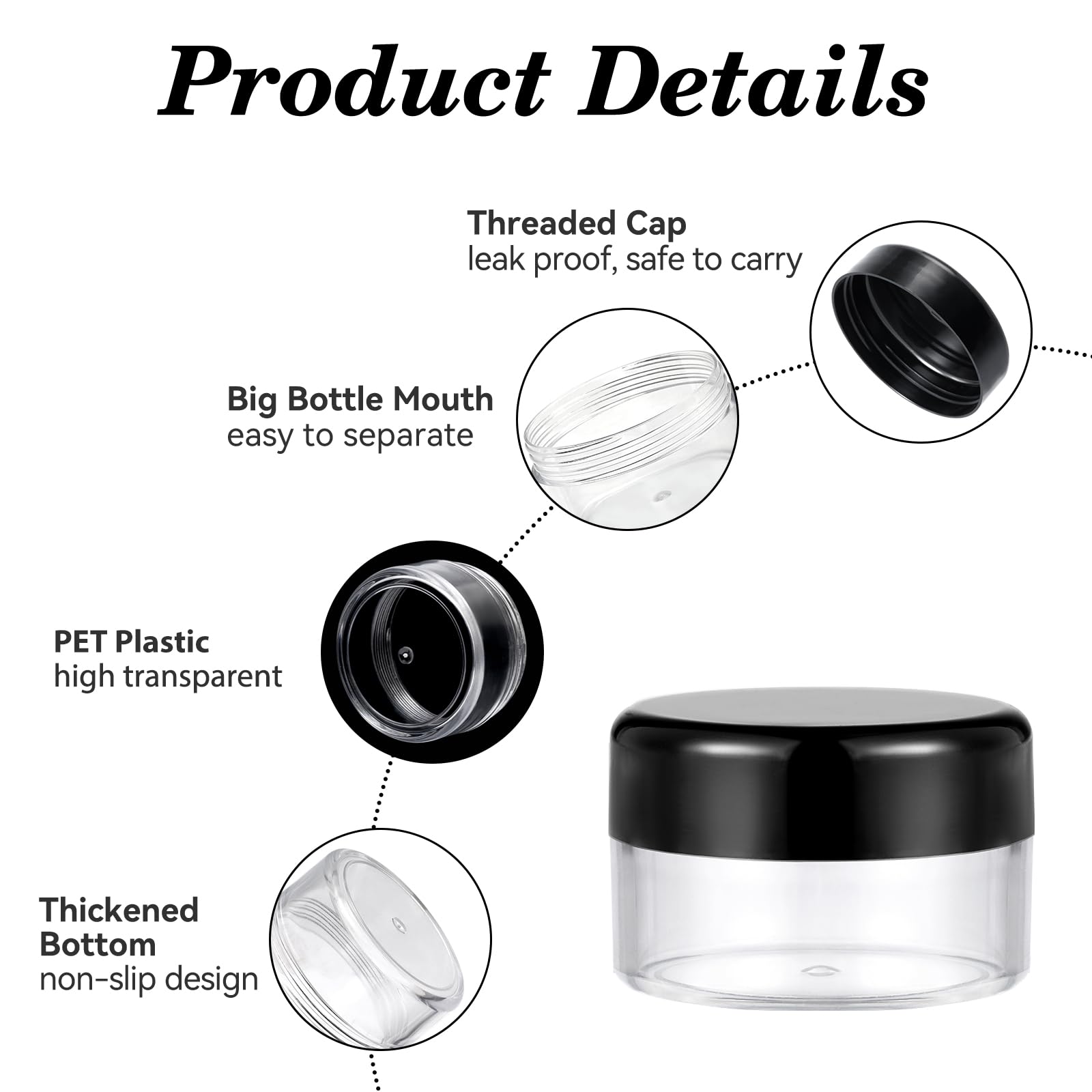GAUATO 12 Pcs Sample Pots 20ml, Empty Travel Pots Clear Plastic Cosmetic Jars - Image 2