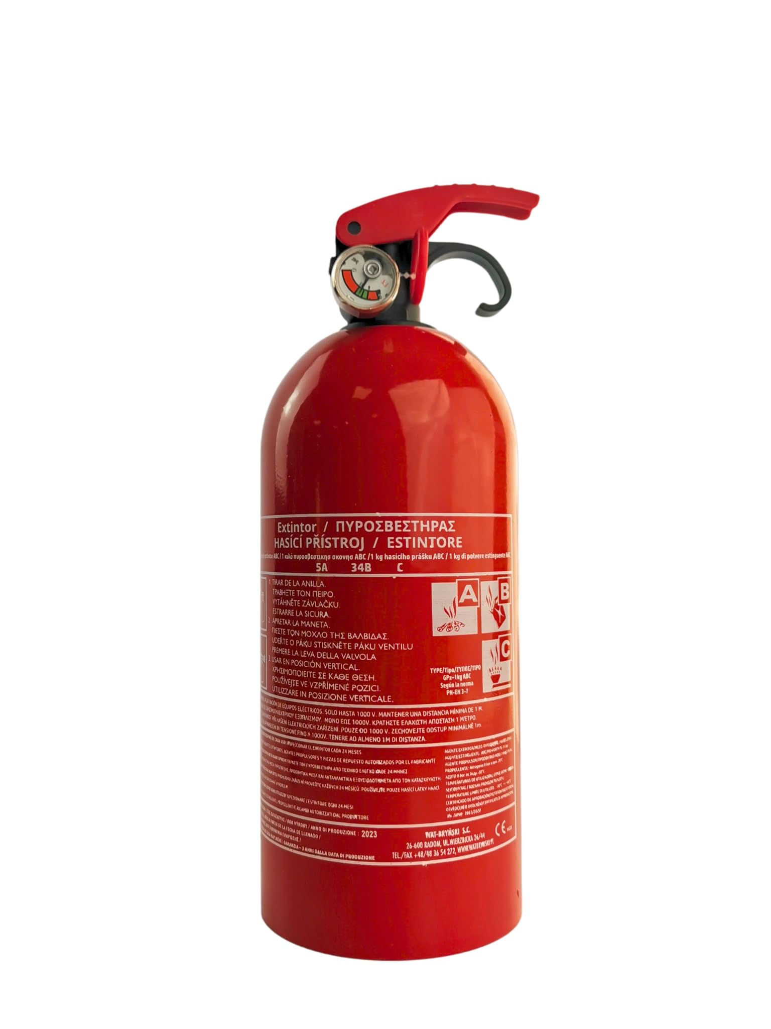 1kg Pulver Feuerlöscher ABC + elektrische Geräte < 1000 V | 3 Jahre Garantie | Mini Dauerdruck Feuerlöscher Haushalt ideal für Küche Aber auch für Auto | + Feuerlöscher Halterung