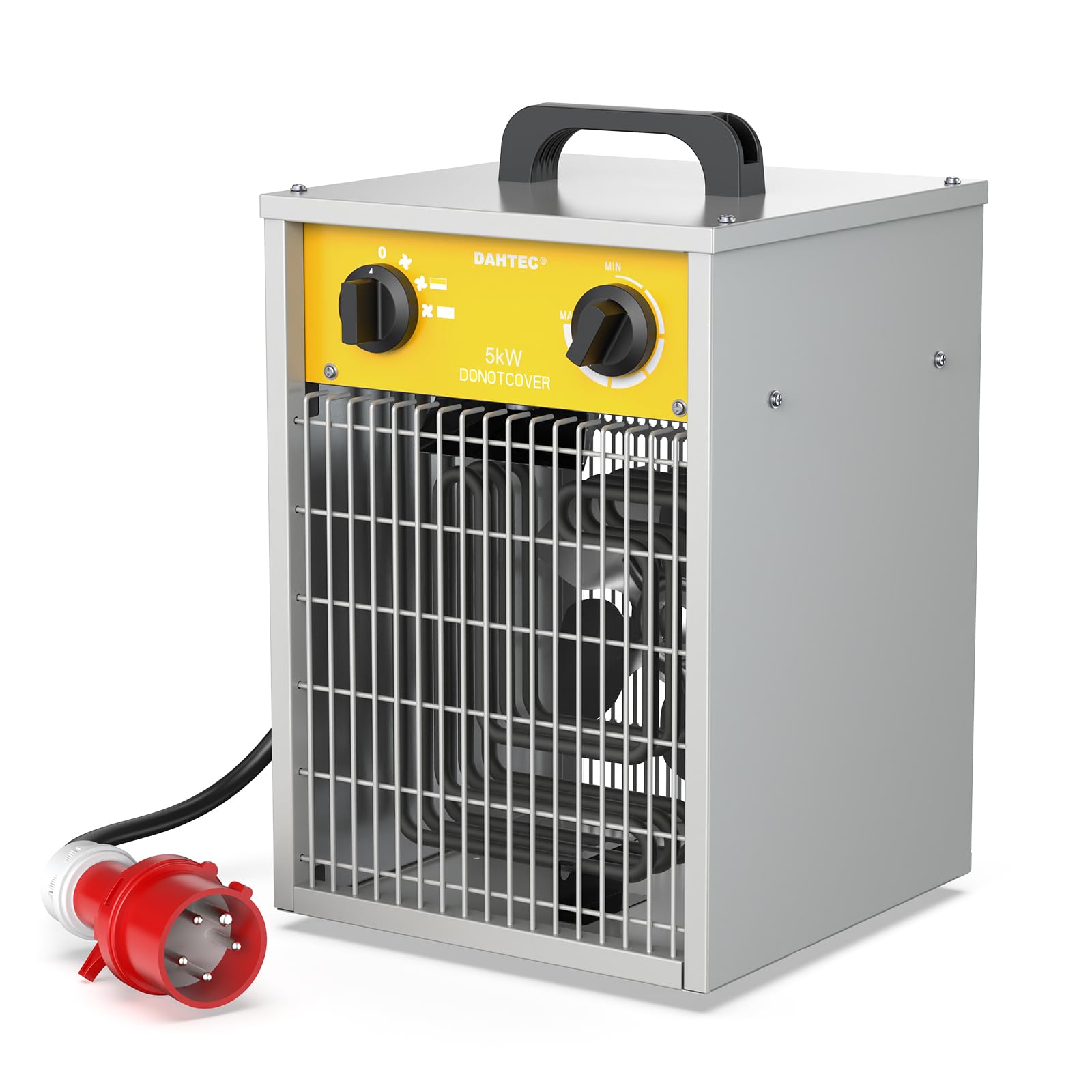 Calefactor Eléctrico 5000W - Calentador Portátiles Industriales - Termostato y Protección contra Sobrecalentamiento - Apto para Construcción, Garaje e Invernadero