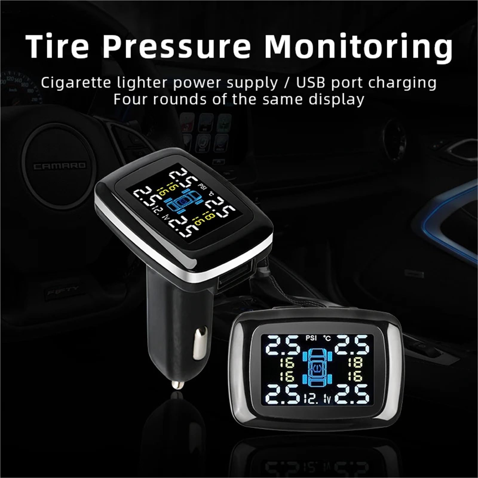 Czujnik Ciśnienia w Oponach Czujniki systemu monitorowania ciśnienia w oponach TPMS samochodu Port zapalniczki System kontroli TPMs Alarm bezpieczeństwa samochodu | Internal sensor