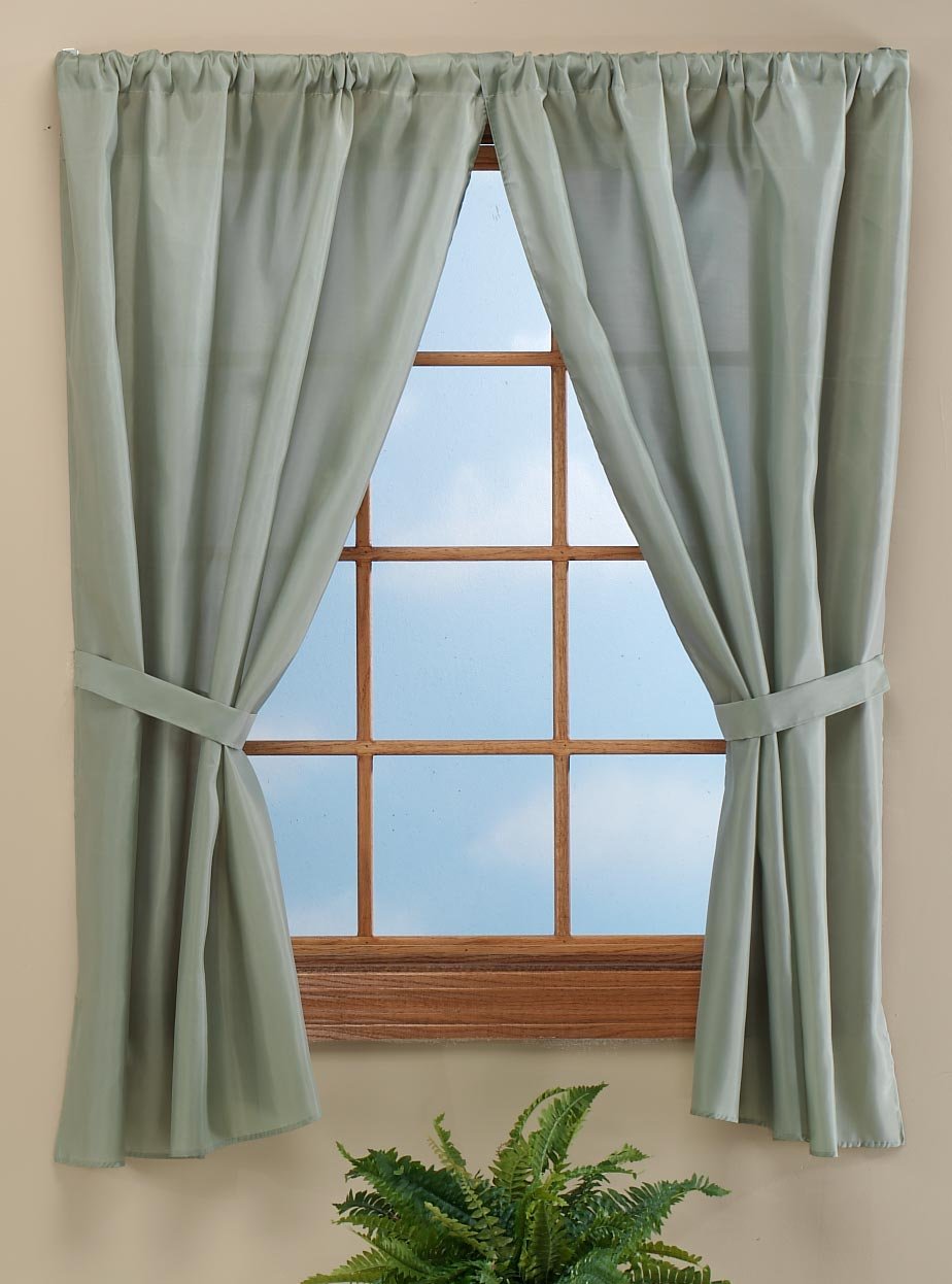 Carnation Home Fashions Fabric Bathroom Window Curtain, 36 X 54 Pair, Sage