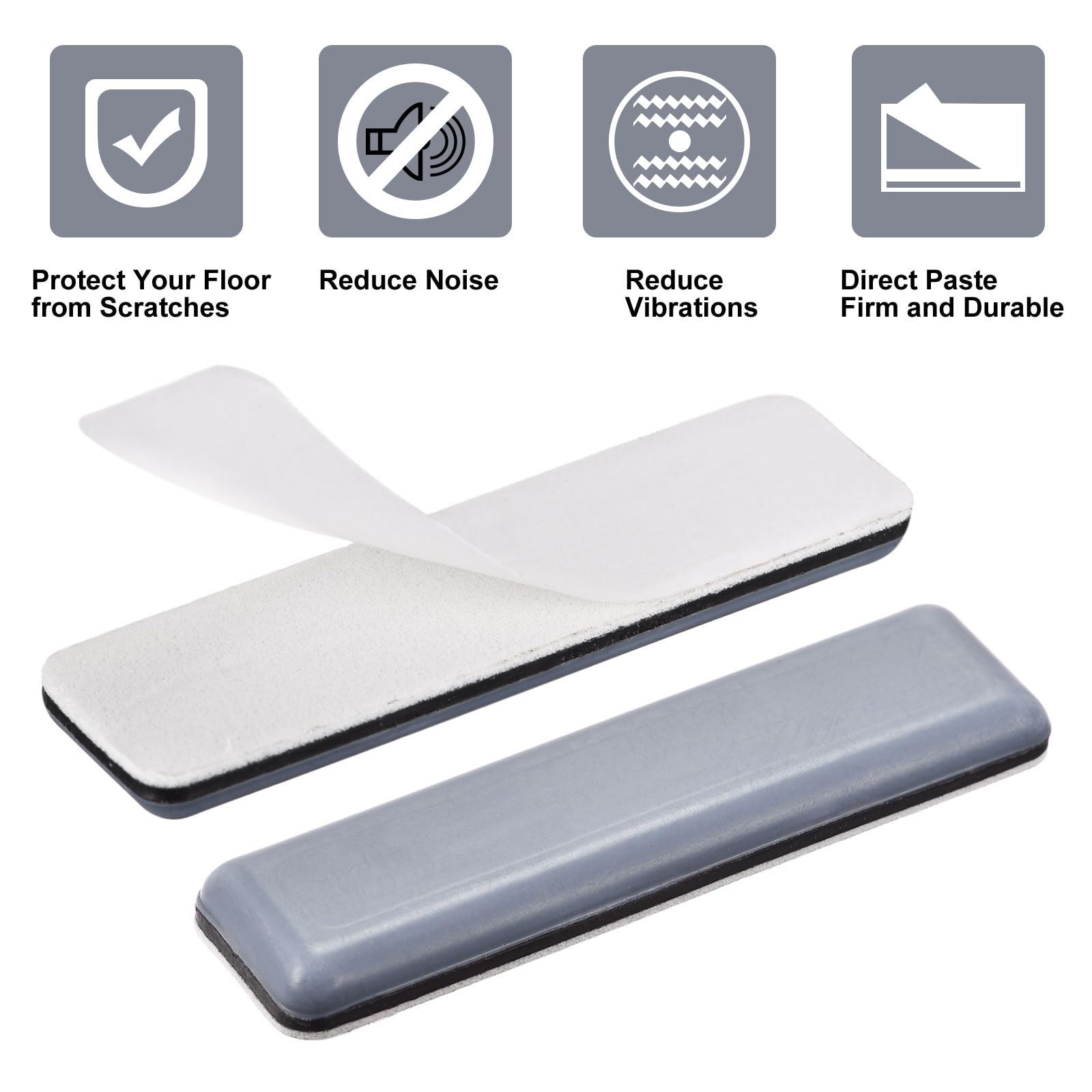 uxcell 70mm x 19mm Rectangle PTFE Furniture Sliders Adhesive Self Stick for Wood Floors Ceramic Tile and Carpeting — view 4