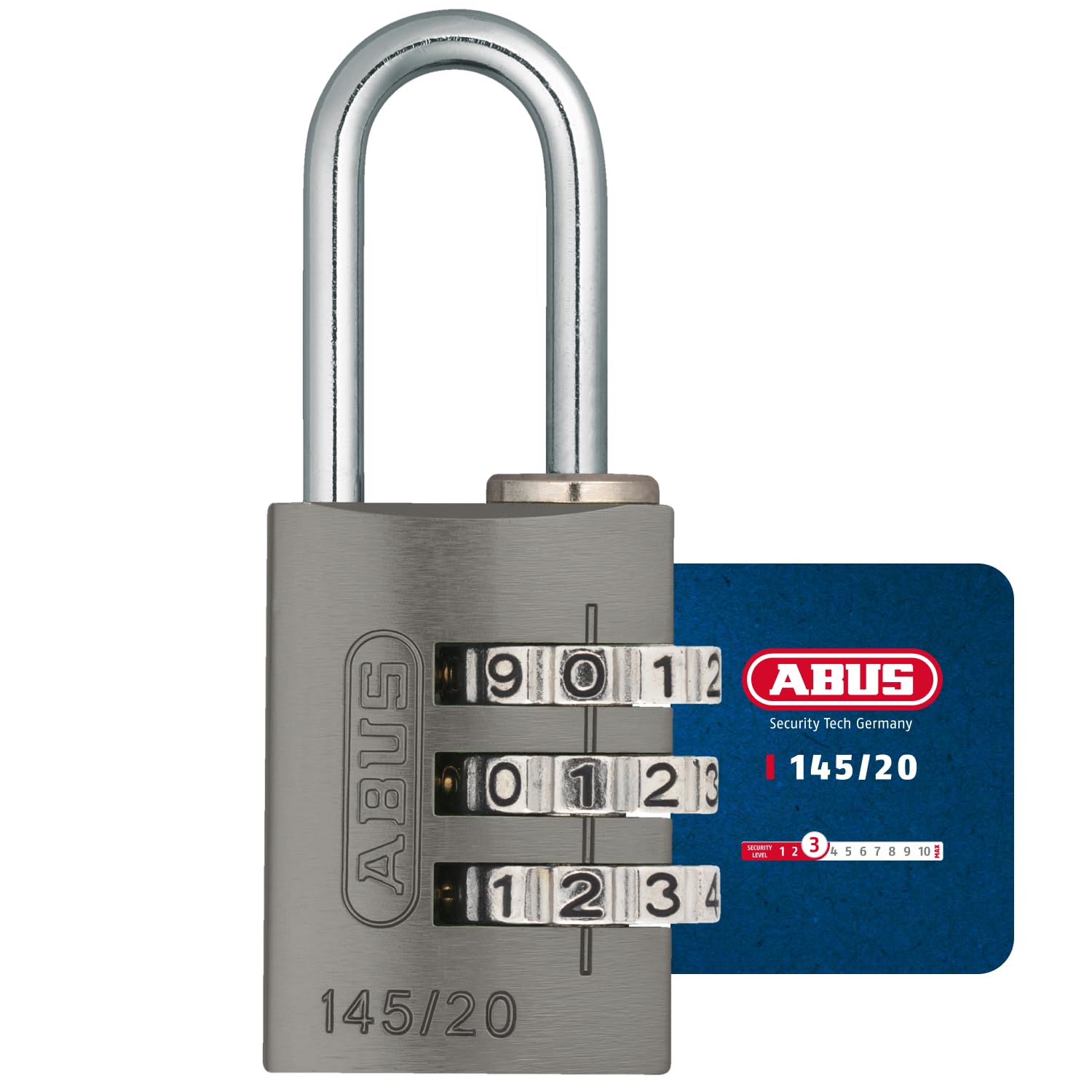 ABUS 46576 145/20 20mm Aluminium Combination Padlock Titanium