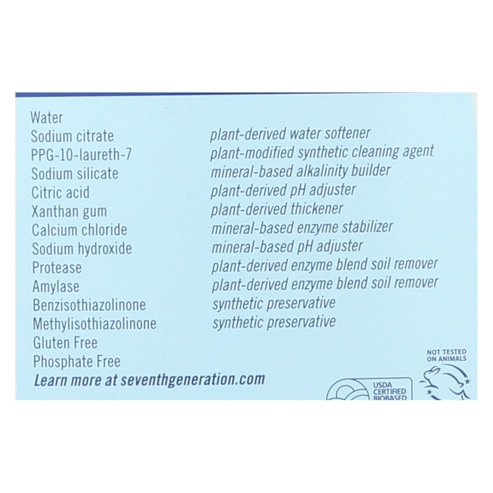 Seventh Generation Free and Clear Automatic Dishwasher Gel, 42 Ounce - 6 per case.