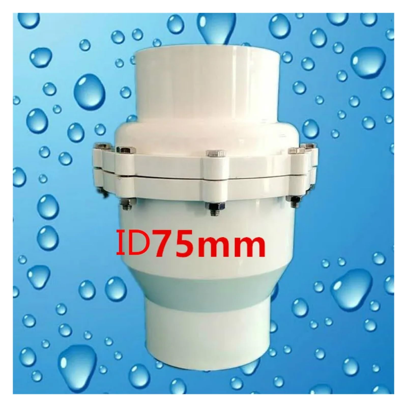 Vertical PVC Check Valve One Way Valve Flap Check Valve PVC Non Check Valve Pipe Fittings id50mm-200mm White (Id75mm)