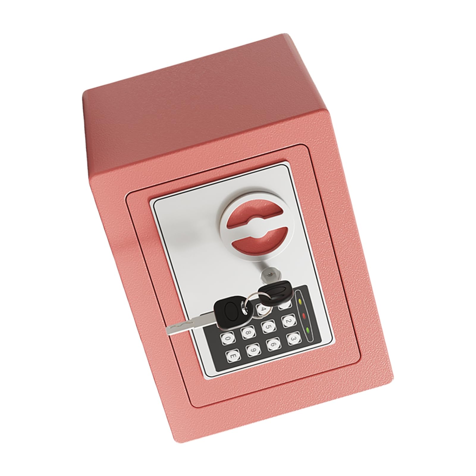 Mini Caja Fuerte de Metal Ignífuga, Cajas Fuertes para el Hogar, Caja Impermeable Ignífuga, con Teclado y 2 Llaves de Repuesto, Seguridad Digital para Dinero, Joyas, Documentos de (Rosa)
