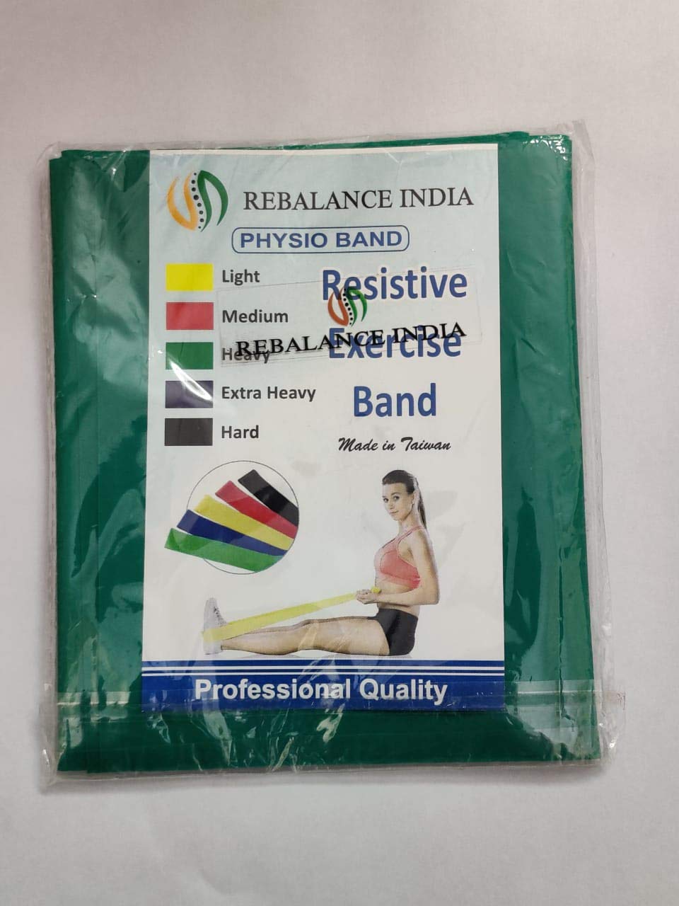 Rebalance India Physio Resistance Band for Gym Exercise Physiotherapy Rehab Equipment Green