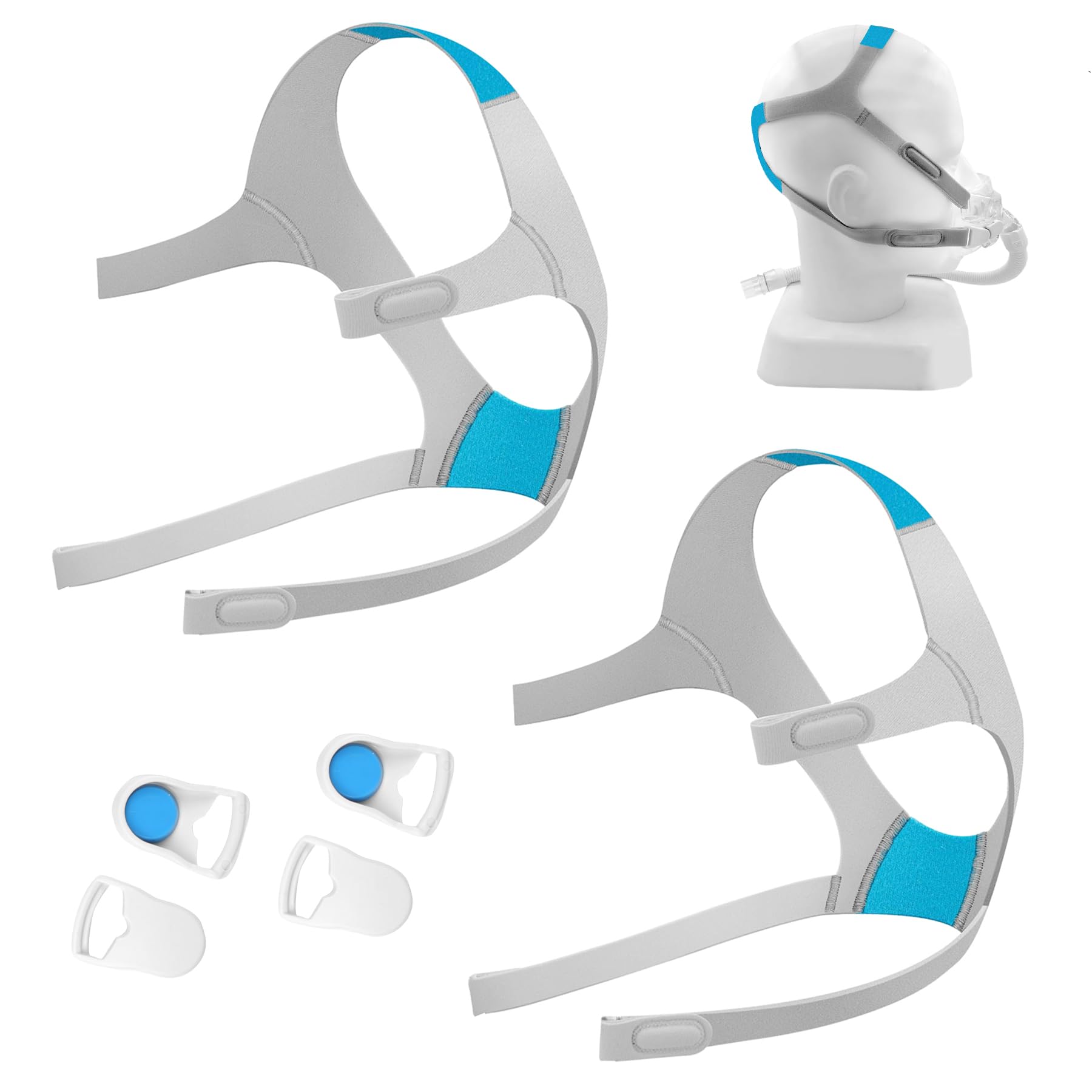 JORMIX 2 Packs Headgear for AirFit F20 & AirTouch F20, Adjustable Replacement CPAP Mask Headgear Strap for F20, F20 Headgear Straps with 4 Magnetic