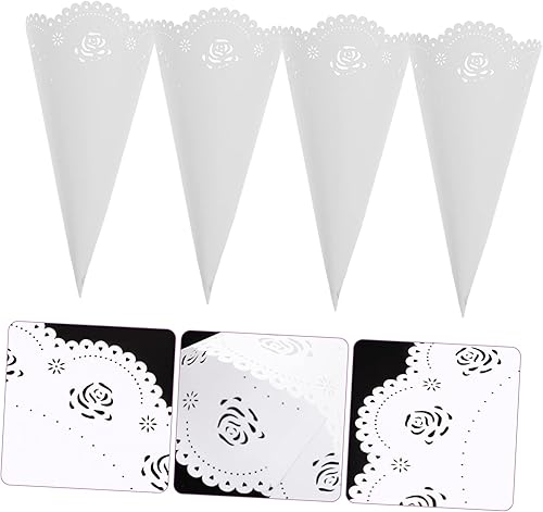 Miniatura 4 de Operitacx 20 soportes huecos para confeti para bodas y fiestas, conos de pétalos de papel blanco para decoraciones de ramo y almacenamiento