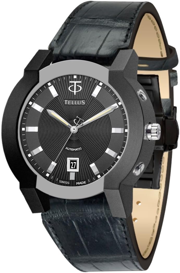 Tellus Discoverer 46 Men'S Watch, Genuine Alligator Leather Strap, Swiss Made - T1065-X931EXB281