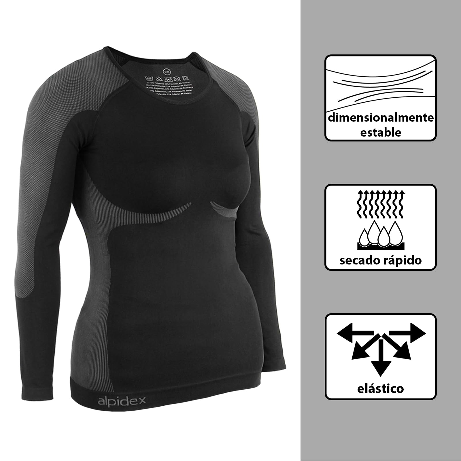 ALPIDEX Ropa Interior térmica Mujer cálido Funcional Transpirable esquí Deportes Conjuntos térmicos Invierno otoño