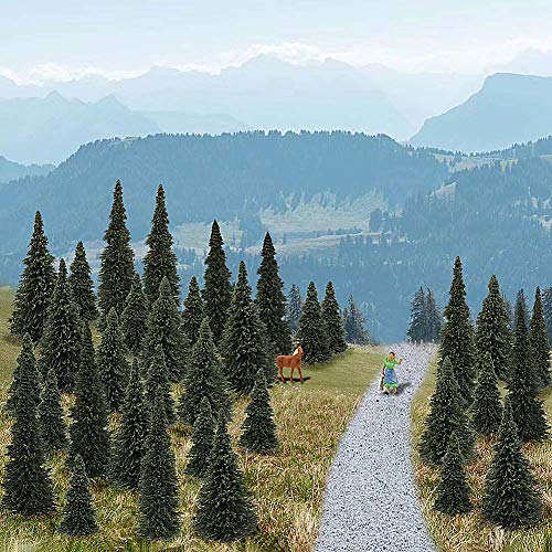 S0804 40Pcs Dark Green Pine Model Cedar Trees 2.05-4.96 Inch (52-126 Mm) For Model Railroad Scenery Landscape Layout Ho Oo Scale New #TOP3