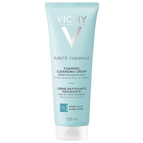 Vichy Pureté Thermale - Crema hidratante espumosa limpiador facial y removedor de maquillaje con vitamina B5 para limpiar y eliminar impurezas