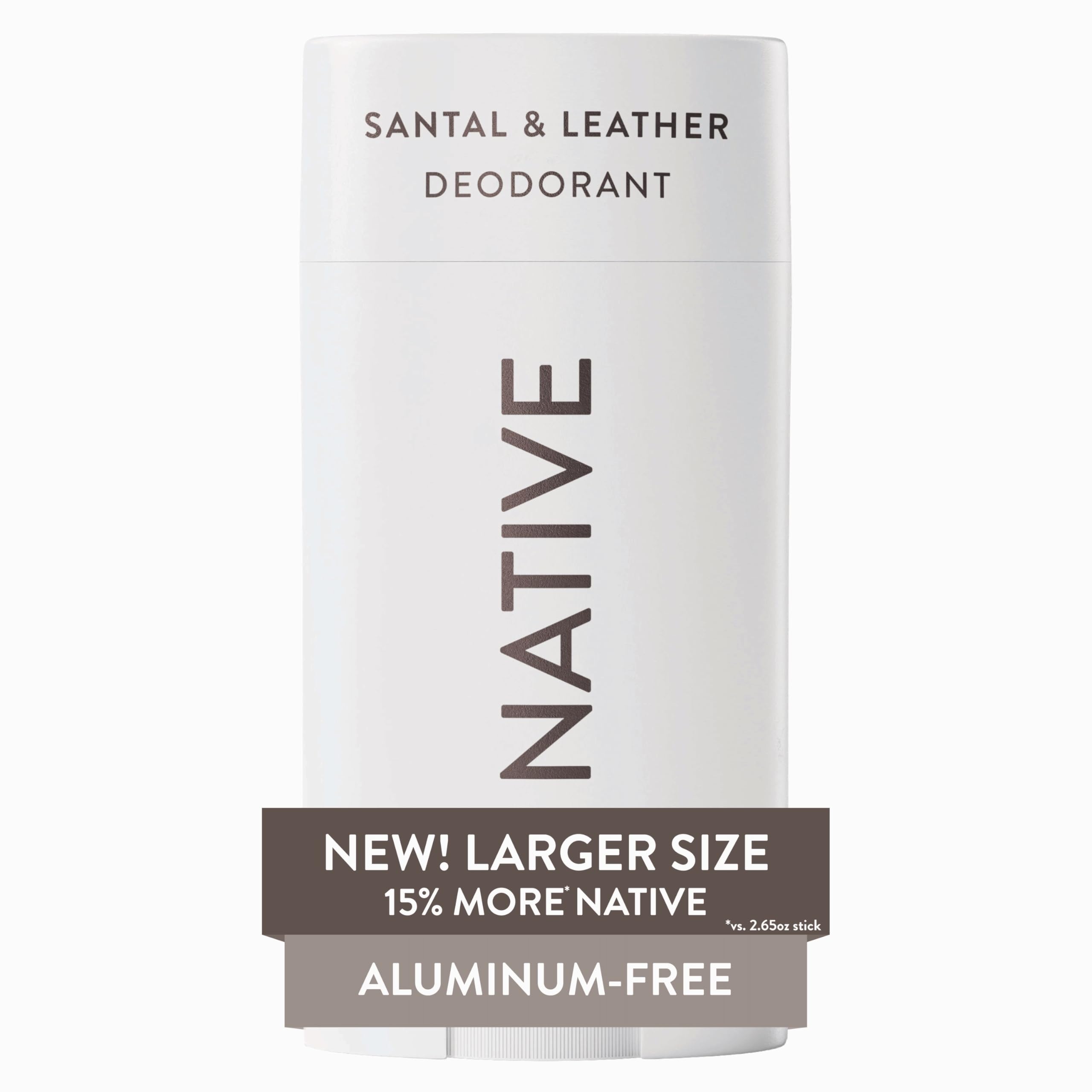 Photo 1 of Native Aluminum Free Deodorant, Santal & Leather, Large Size Stick, 72 Hour Odor Control, for Women & Men, Contains Naturally Derived Ingredients, 3.1 oz