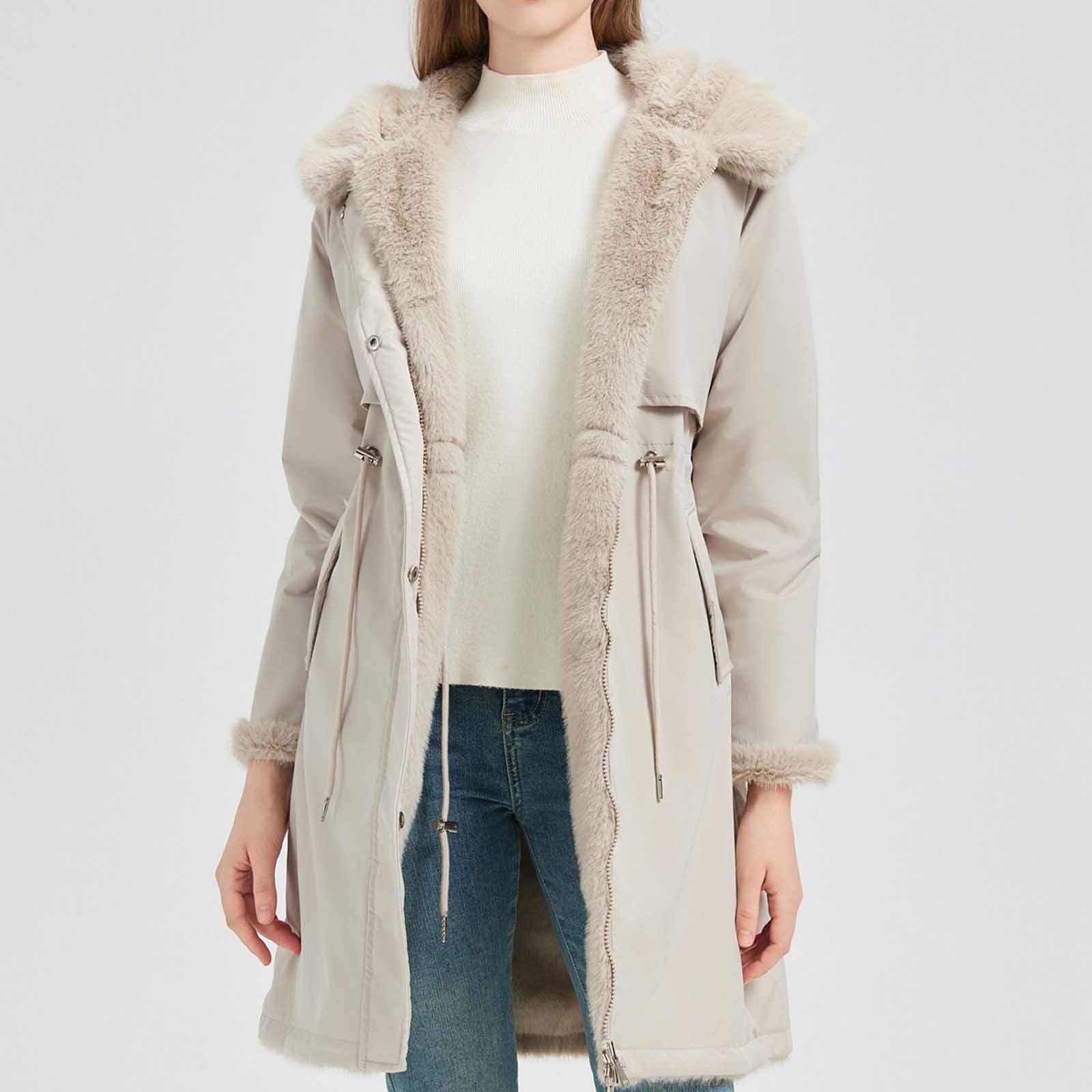 HAOLEI Gabardina Mujer Abrigos de Invierno para Mujer de Forro Polar Gruesa Cálido Abrigos Reversible Largo con Capucha Parka Térmica a Prueba de Viento con Cremallera Caliente Cazadora Al Aire Libre