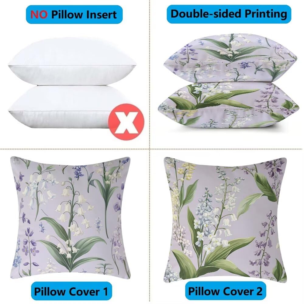 Federe Cuscini Divano 60x60 cm Federe Morbido Copricuscini Viola in Velluto, 2 Pezzi Copri Cuscini per Divano Primavera Decorativi Federa Cuscino Floreale per Camera da Letto Soggiorno (IU73)
