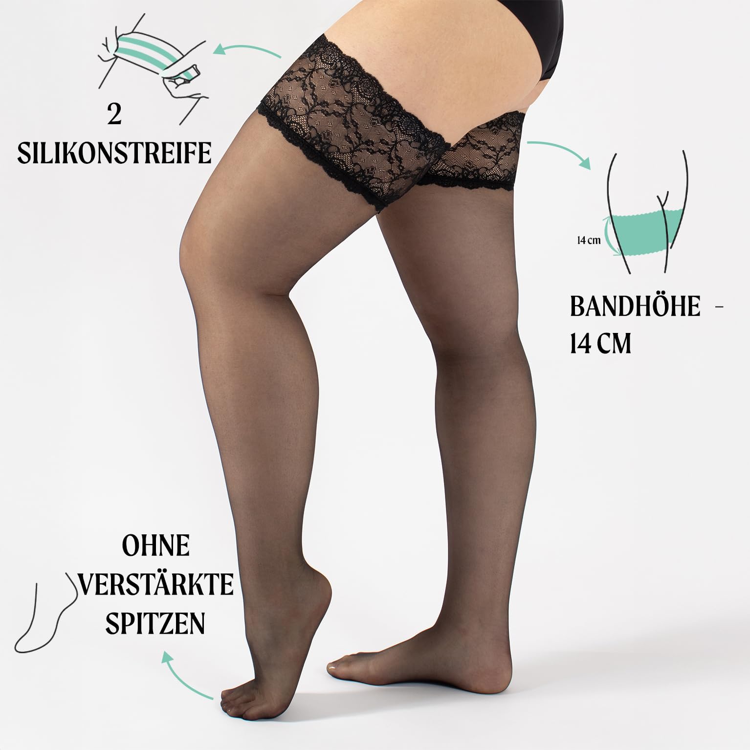 CALZITALY Feine Halterlose Strümpfe Hochzeit mit Spitzenbund | Weiß, Elfenbein, Hautfarbe | S, M/L | 15 DEN | Made in Italy