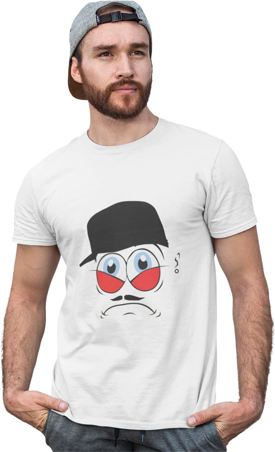 Fashion keepers Charlie Chaplin Emoji T-Shirt (White) - Clothes for Emoji Lovers - Suitable for Fun Events - Foremost Gifting Material for Your Friends and Close Ones