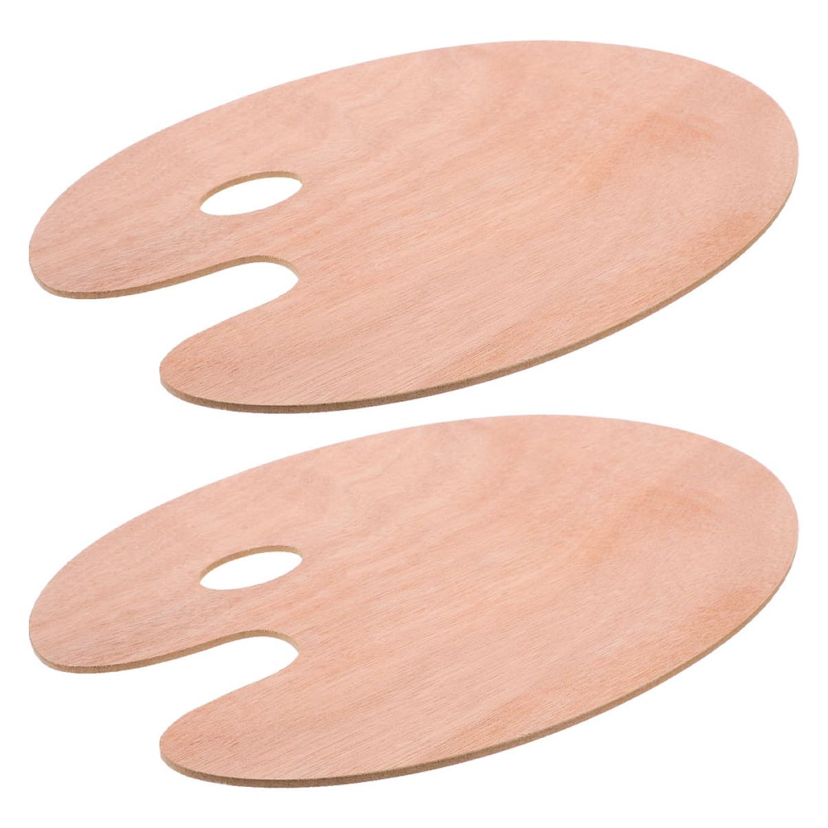 Holz Mischpalette Oval mit Daumenloch, 2 Stück für Malerei | Öl und Gouachefarben, Khakifarbene Ausführung, Geeignet für Farbmischung und Bastelprojekte