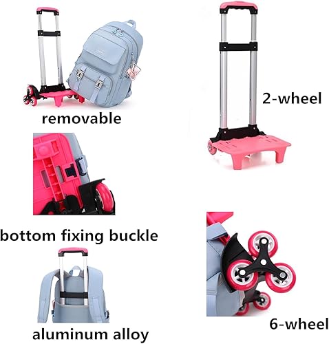 Miniatura 5 de ZHANAO Mochila con ruedas para equipaje con ruedas, mochila de viaje con ruedas para niñas y niños, Negro -, Mochilas de viaje