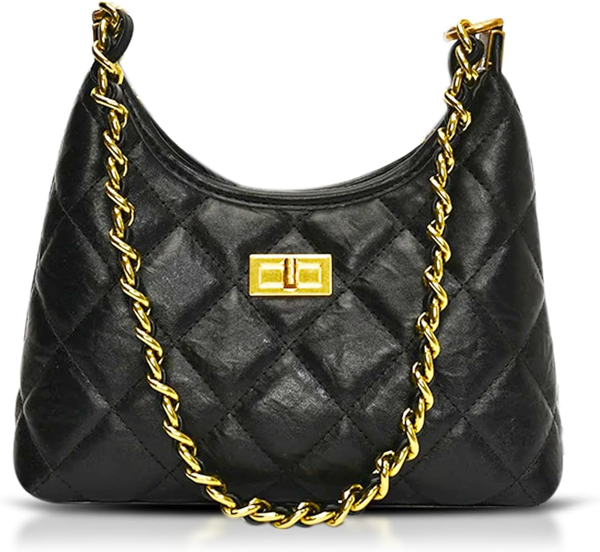 Tote Bag for Women, Leather Handbag with Diamond Pattern, Shoulder Bag Vacation Travel Daily(Black)