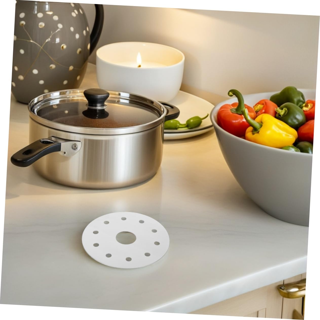 Cabilock Piastra termica in acciaio inox, gadget elettrodomestici, adattatore per piastre a induzione, accessori da cucina, guarnizione termica in acciaio inox, fornello a induzione